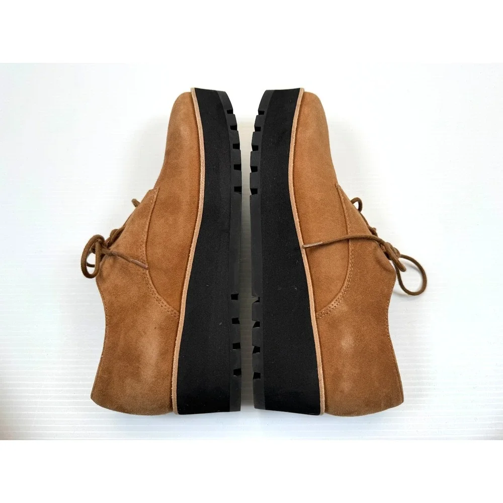 Eileen Fisher Eddy Suede Platform Oxford Shoes Women 8 EUC Lace-up Leather Wedge